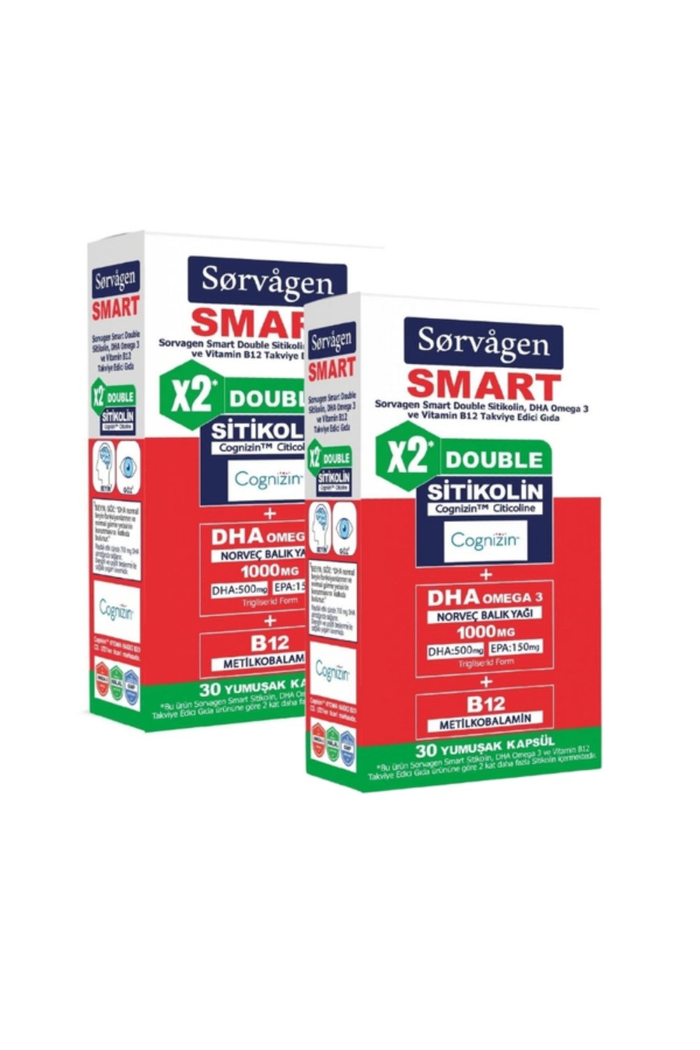Smart Double Sitikolin (250 MG), Dha Omega 3 Ve B12 (30 KAPSÜL) 2 ADET