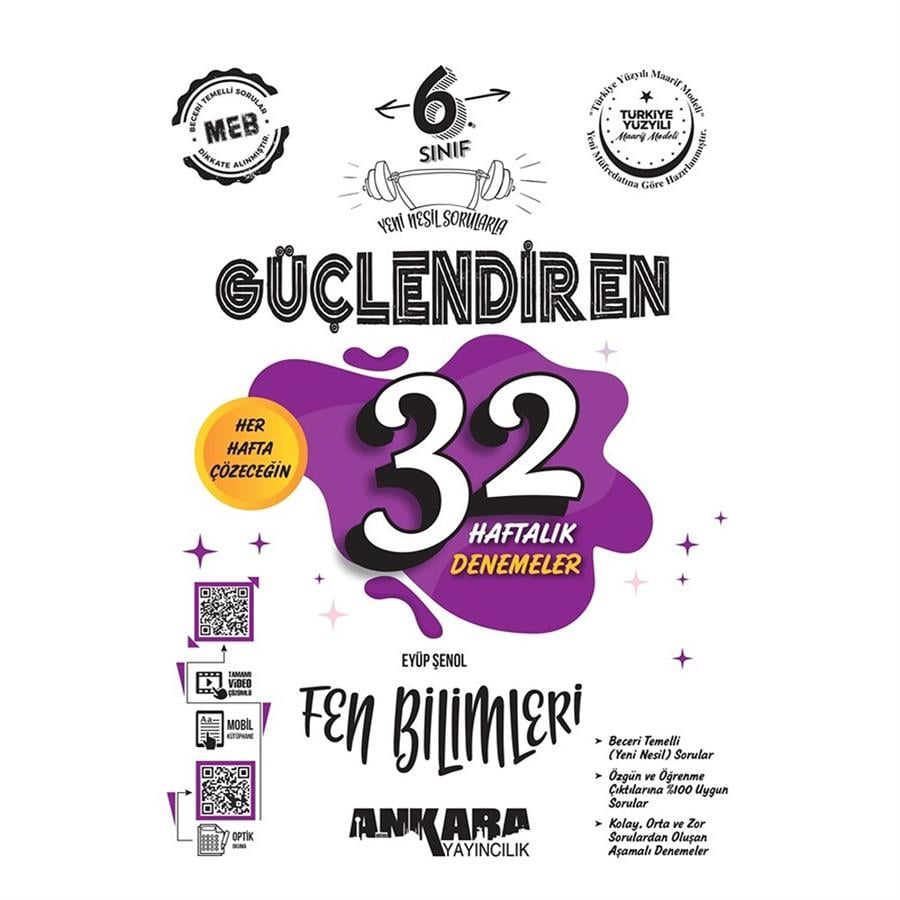 Ankara Yayıncılık 6.Sınıf Fen Bilimleri 32 Haftalık Güçlendiren Kazanım Denemeleri
