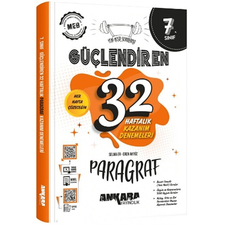 Ankara Yayıncılık 7. Sınıf Güçlendiren 32 Haftalık Paragraf Kazanım Denemeleri (2026-2027 Güncel Baskı)