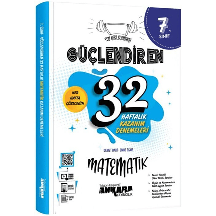 Ankara Yayıncılık 7. Sınıf Güçlendiren 32 Haftalık Matematik Kazanım Denemeleri (2026-2027 Güncel Baskı)