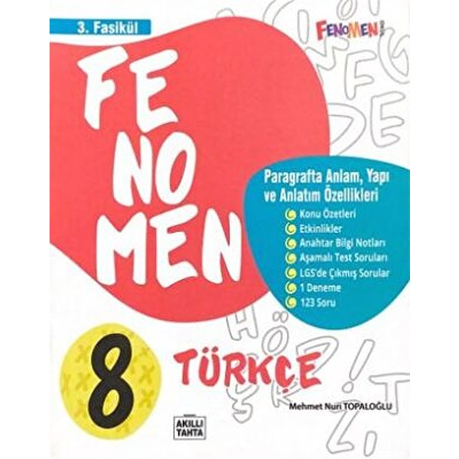 Fenomen Yayınları Fenomen 8. Sınıf Türkçe 3. Fasikül Paragrafta Anlam Yapı ve Anlatım Özellikleri