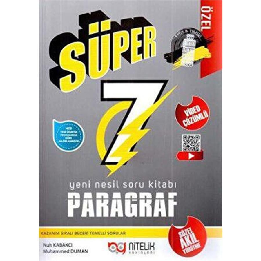 Nitelik Yayınları 7. Sınıf Paragraf Süper Yeni Nesil Soru Kitabı