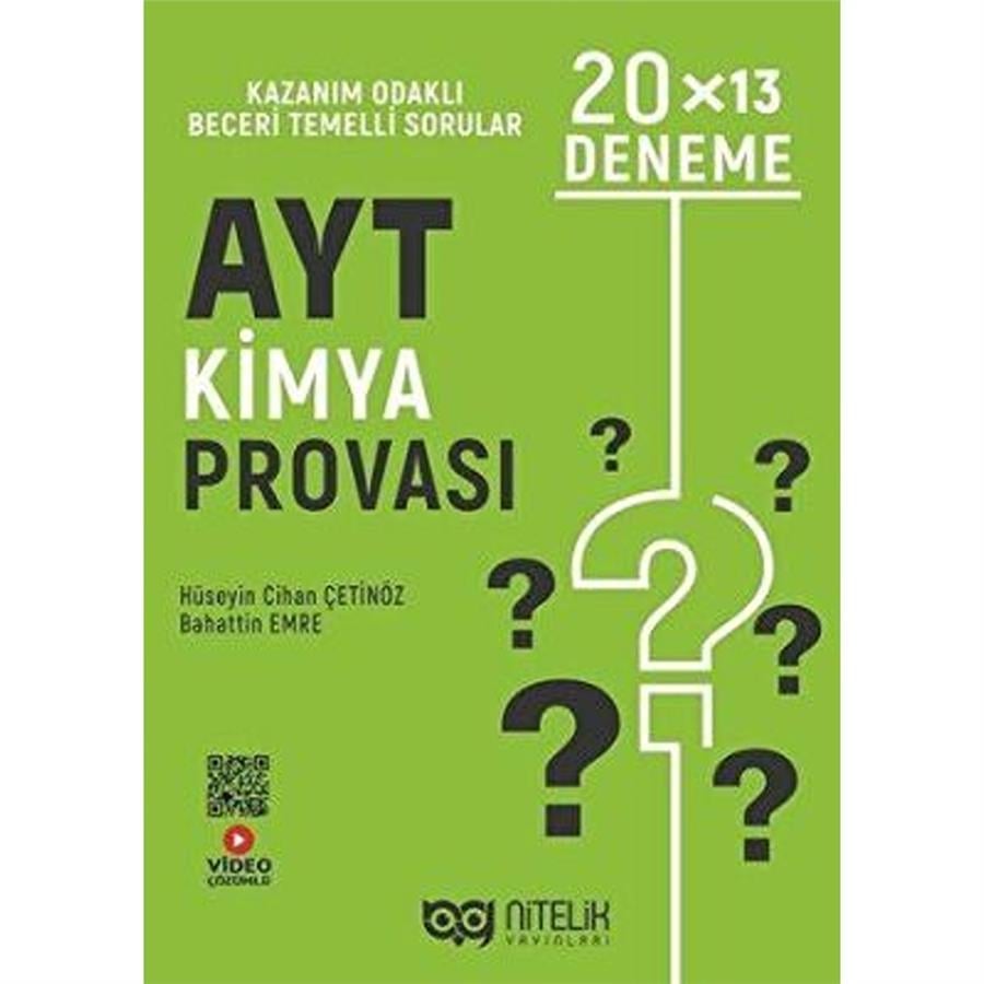 Nitelik Yayınları - AYT Kimya Provası 20x13 Deneme Nitelik Yayınları