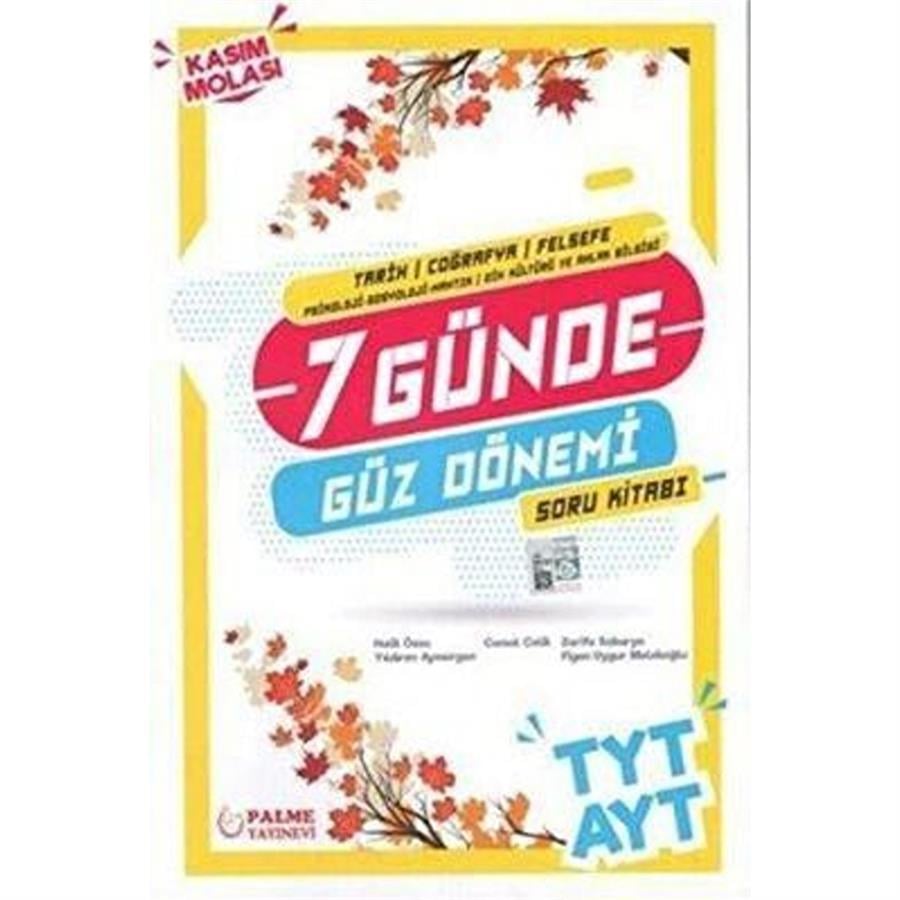 Palme Yayınları YKS TYT AYT Tarih Coğrafya Felsefe 7 Günde Güz Dönemi Soru Kitabı