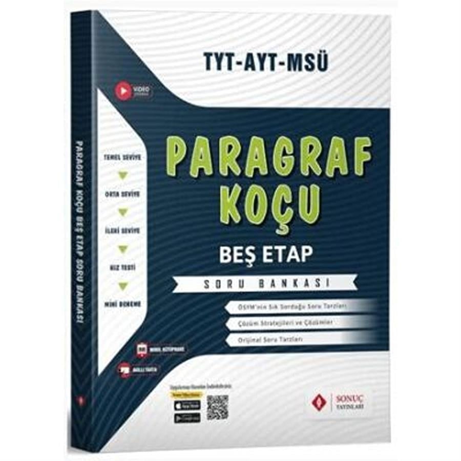 Sonuç Yayınları TYT AYT MSÜ Paragraf Koçu Beş Etap Soru Bankası