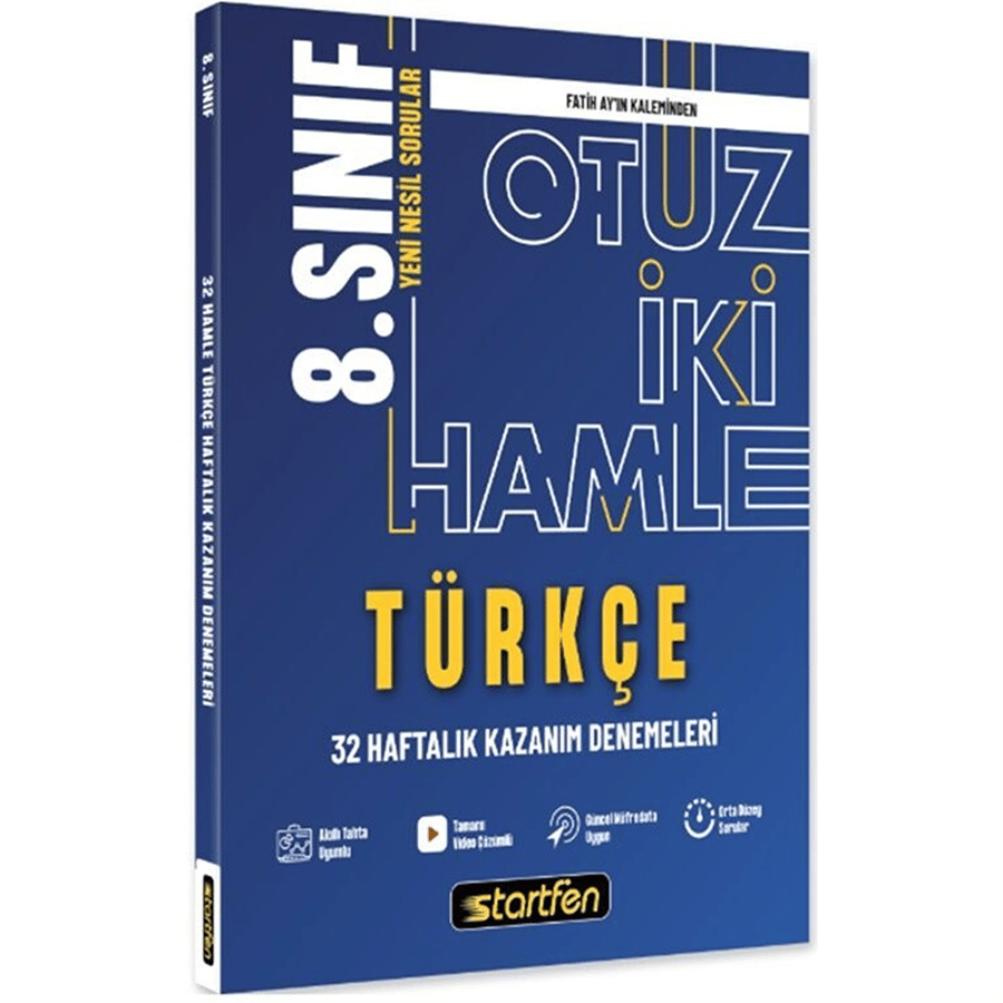 Startfen Yayınları 8. Sınıf Türkçe 32 Hamle Kazanım Denemeleri (2026-2027 Güncel Baskı)