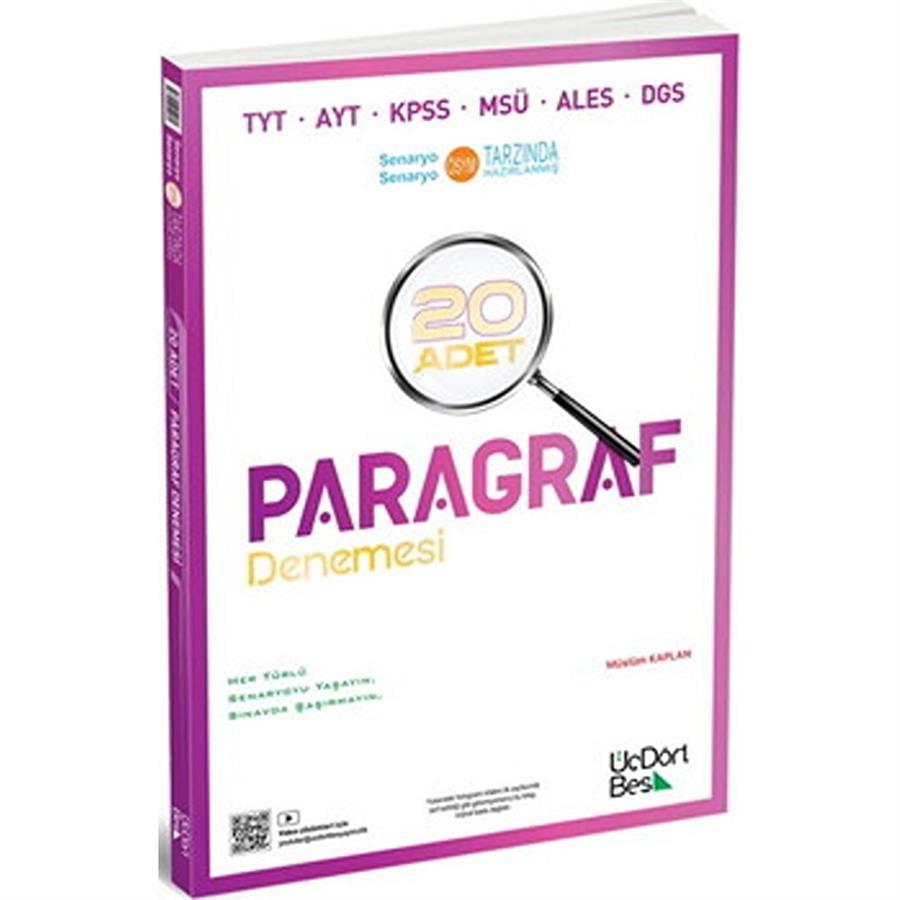 ÜçDörtBeş Yayınları Paragraf 20 Adet Denemesi