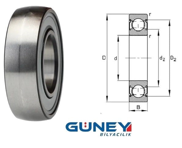 608 2RS 8X22X7 TEK SIRA SABİT BİLYALI RULMAN SIRTI BOMBELİ