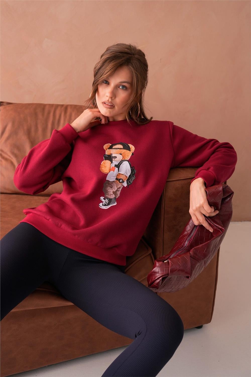 Ayıcıklı Sweatshirt - Bisiklet Yaka 3 İplik 333