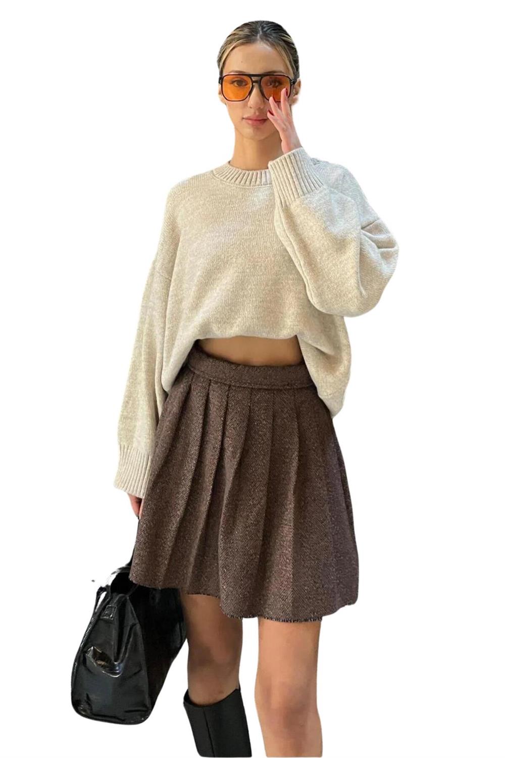 Bisiklet Yaka Oversize Triko Kazak 750