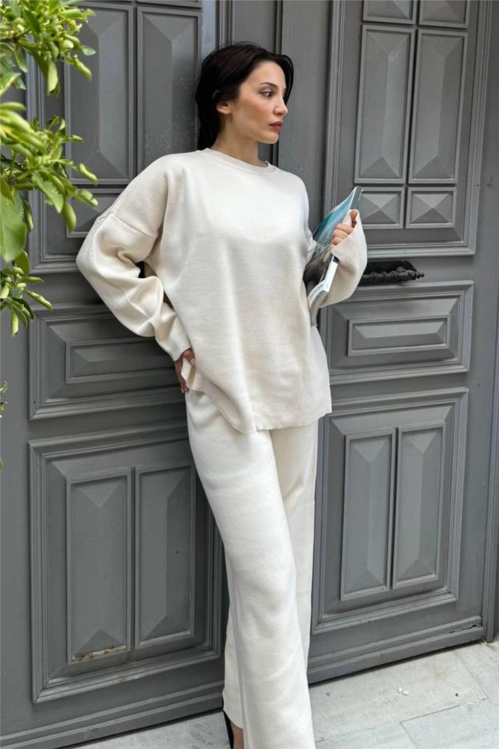 Oversize Kalıp Kazak Pantolon İkili Triko Takım 0316