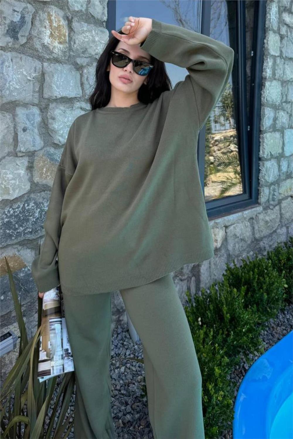 Oversize Kalıp Kazak Pantolon İkili Triko Takım 0316