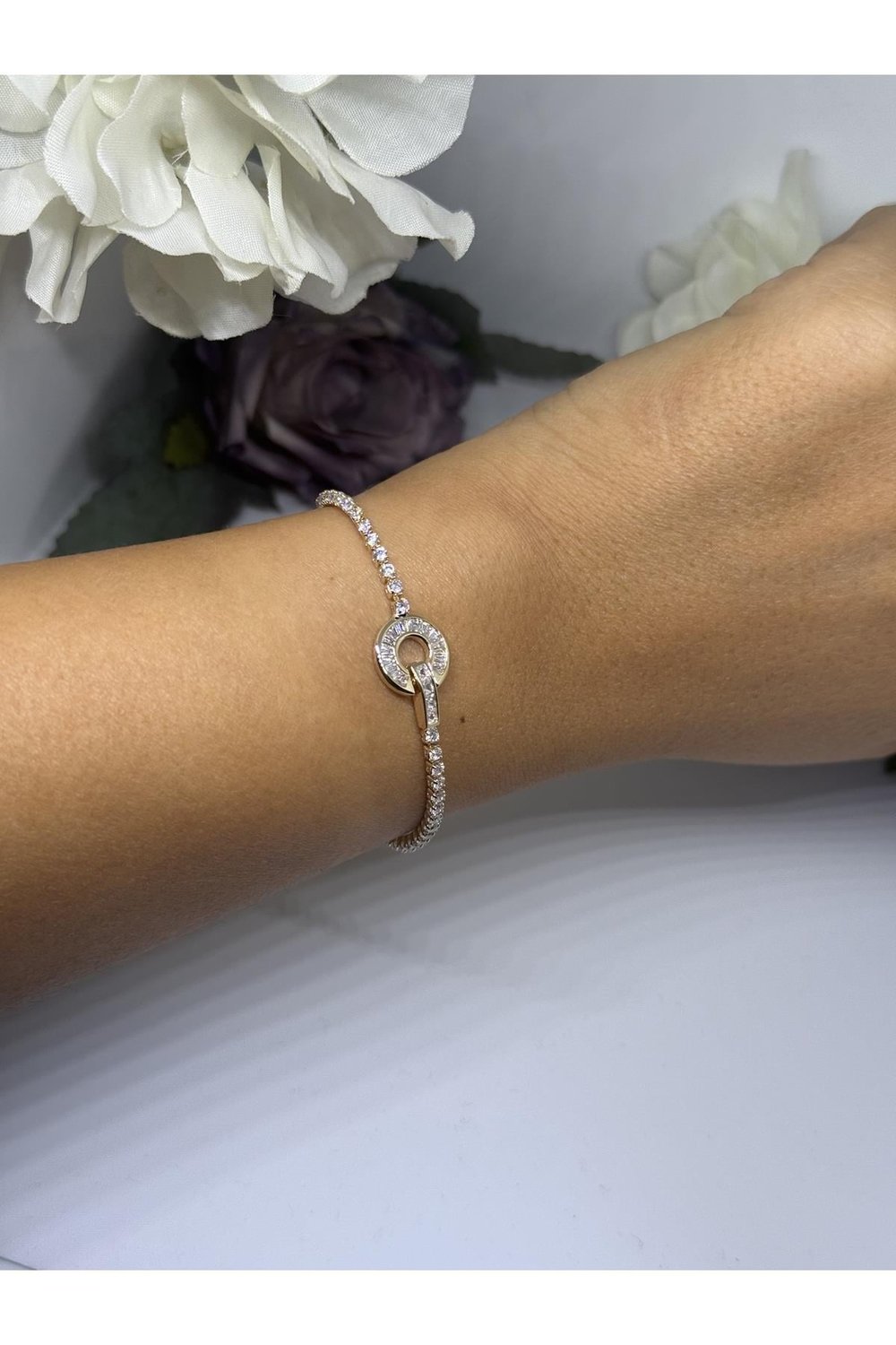 14K gold renk tasarım zirkon taşlı,premium seri,asansörlü bileklik💛