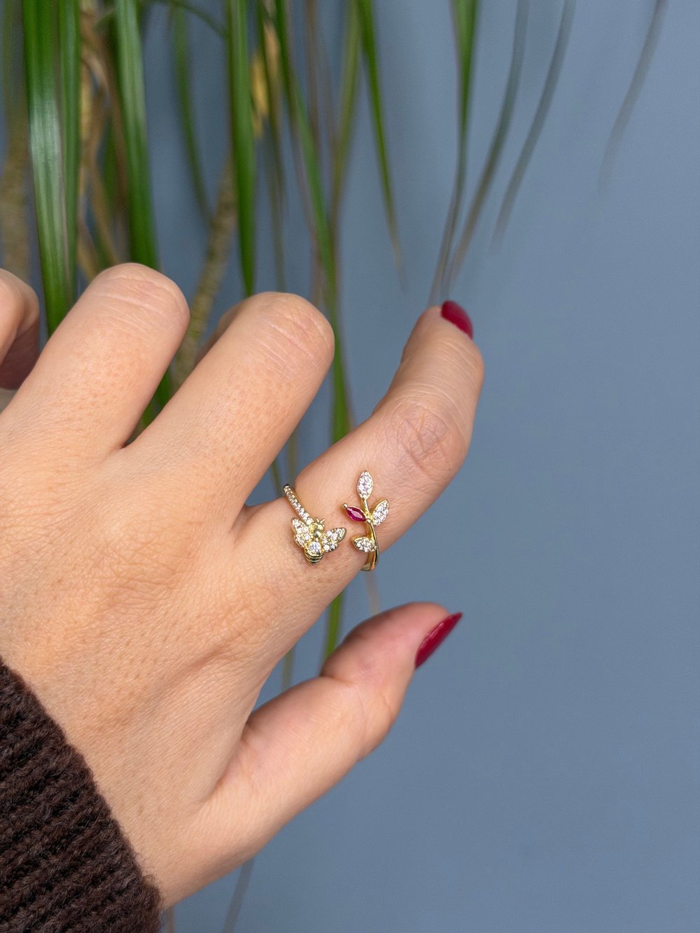 14K gold renk,altın kaplama çiçek,bahar,aşk yüzük