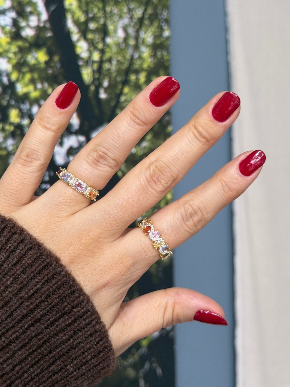 14K gold renk,altın kaplama rengarenk aşk yüzük 2'lisi