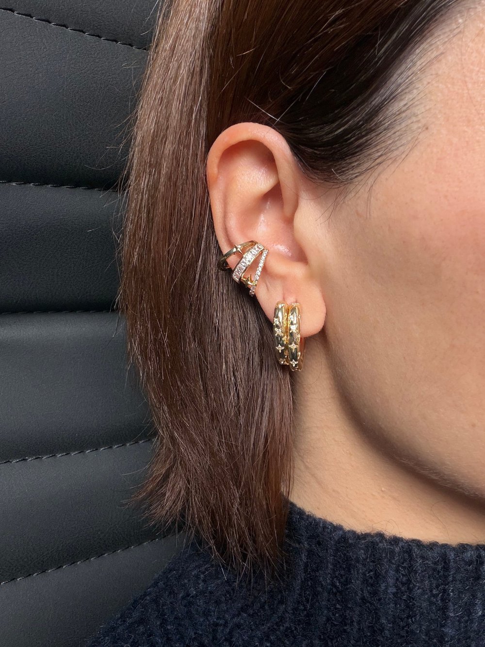 14K gold renk,altın kaplama tasarım şık earcuff
