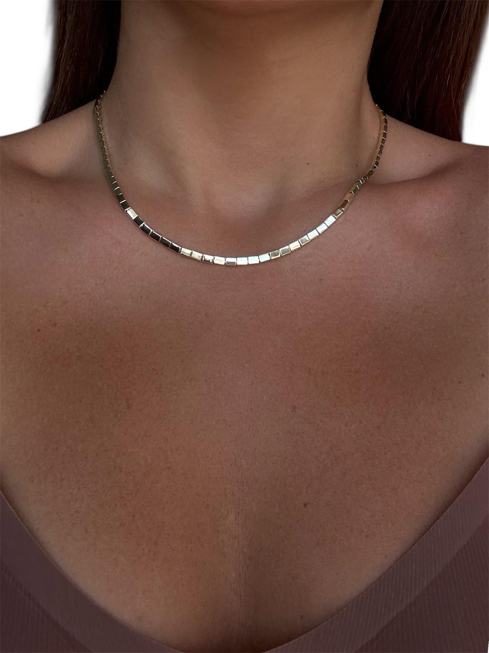 14K gold renk,plaka model,günlük şık kolye