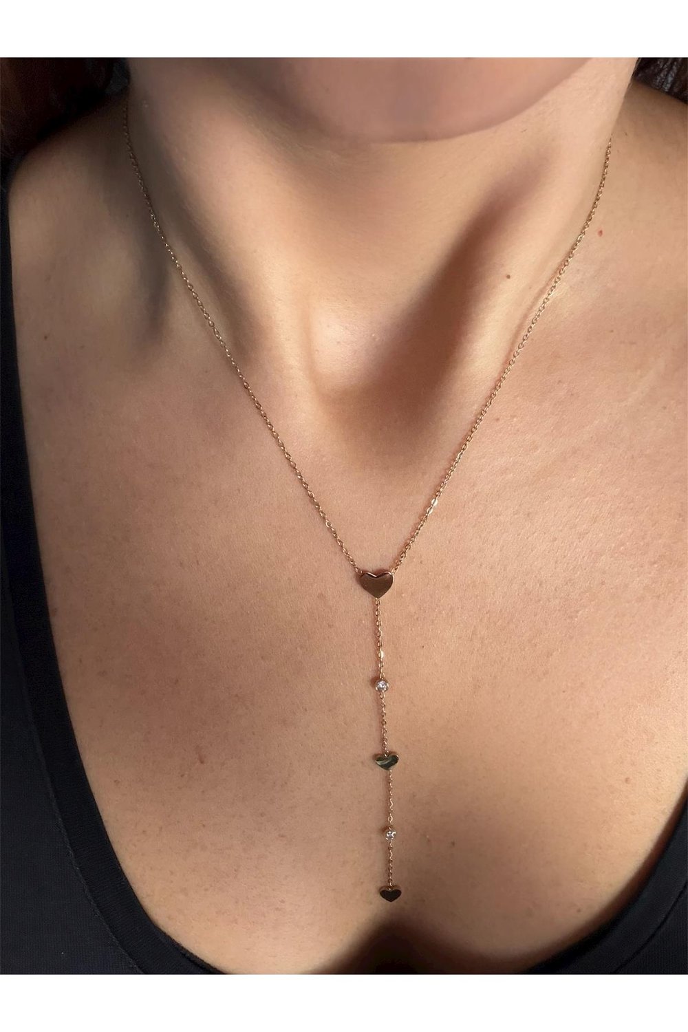 18K gold renk aşk,Y form kolye 🌺