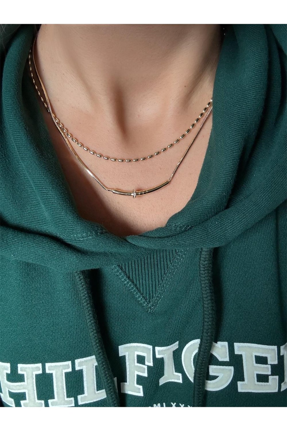 14K gold renk, crtier model ve zincir ikili set