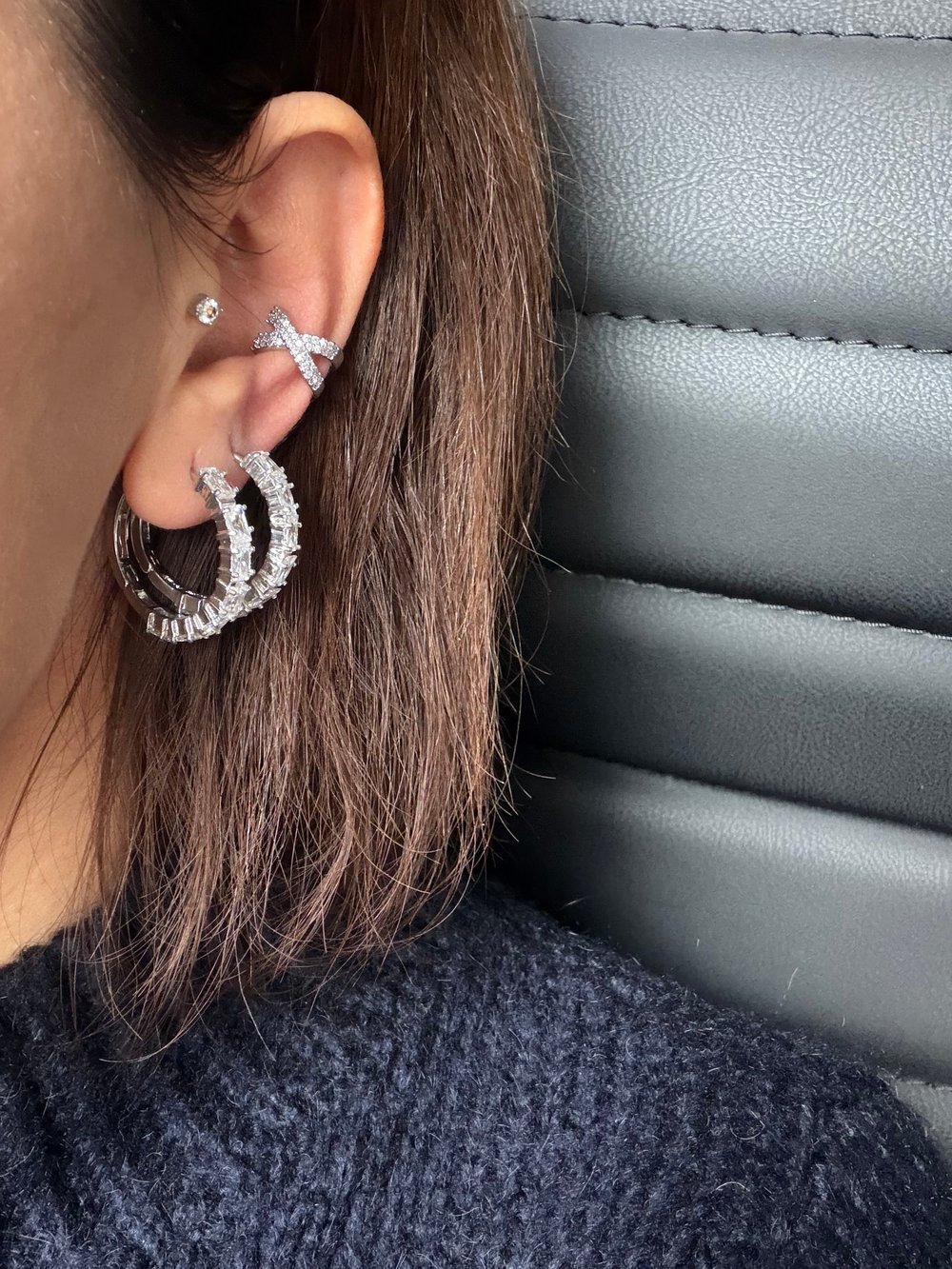 Gümüş renk,rodyum kaplama zarif earcuff