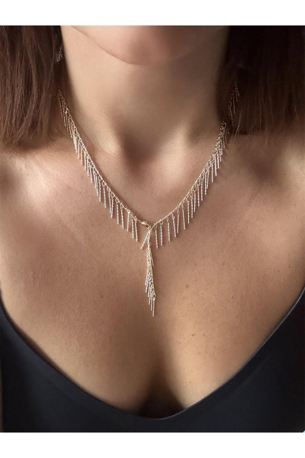 Light gold renk,şahane sarkıt tasarım kolye 😍