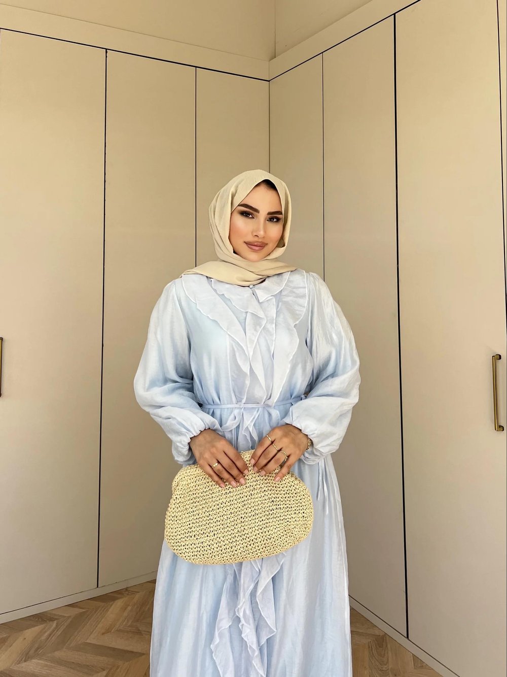 Bahar Fırfırlı Elbise - Mavi