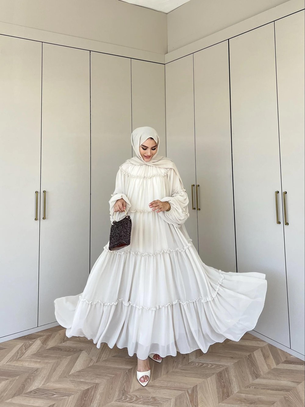 Esso Şifon Elbise - Krem