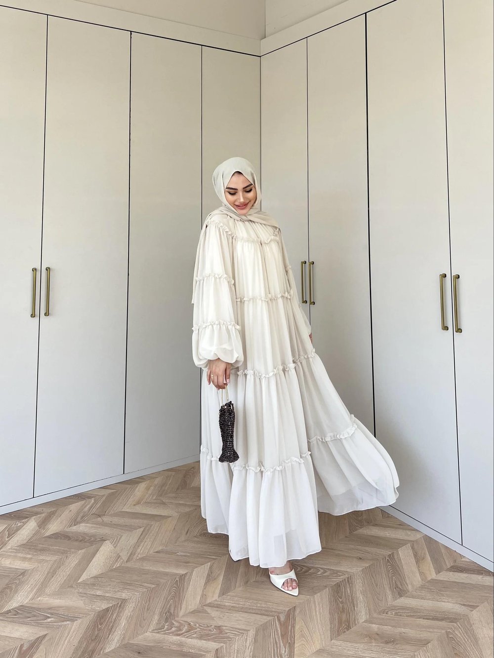 Esso Şifon Elbise - Krem