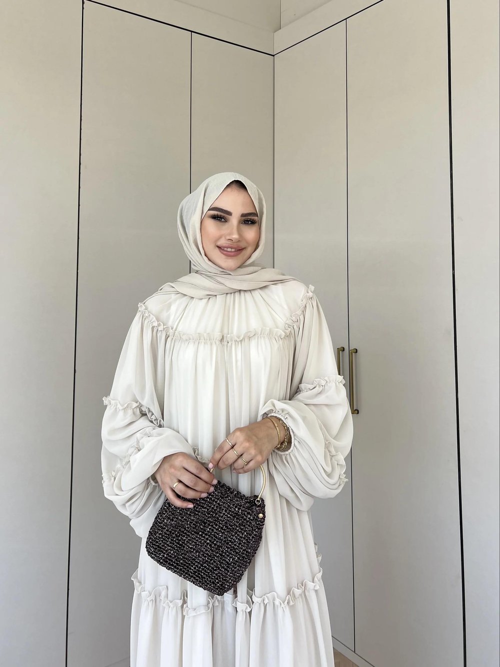 Esso Şifon Elbise - Krem