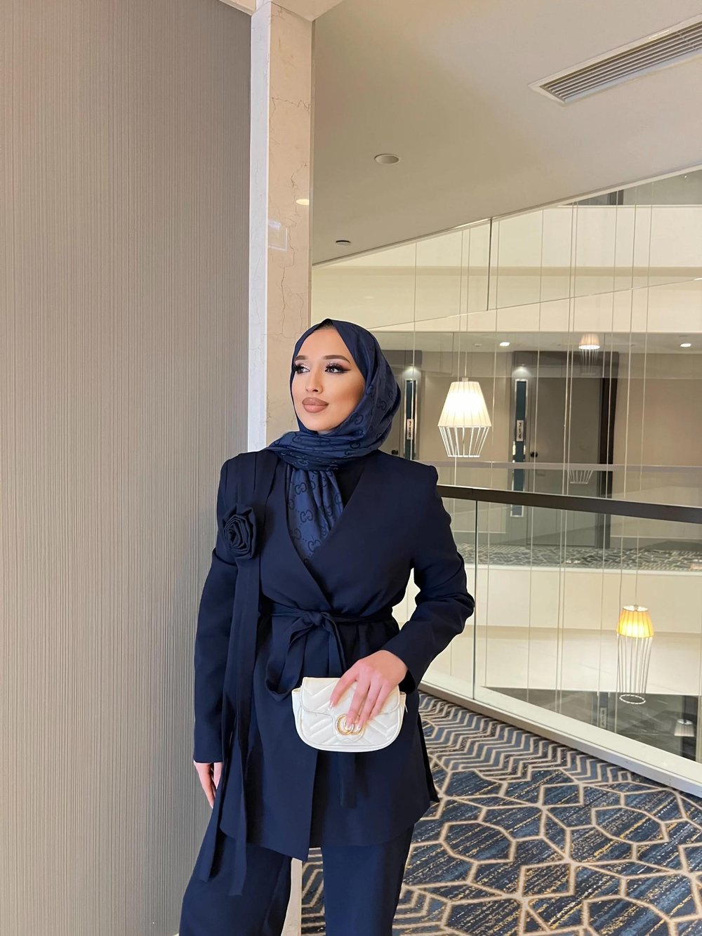 Eyla Gül Detaylı Palazzo Takım - Lacivert (ÖN ŞİPARİŞ )