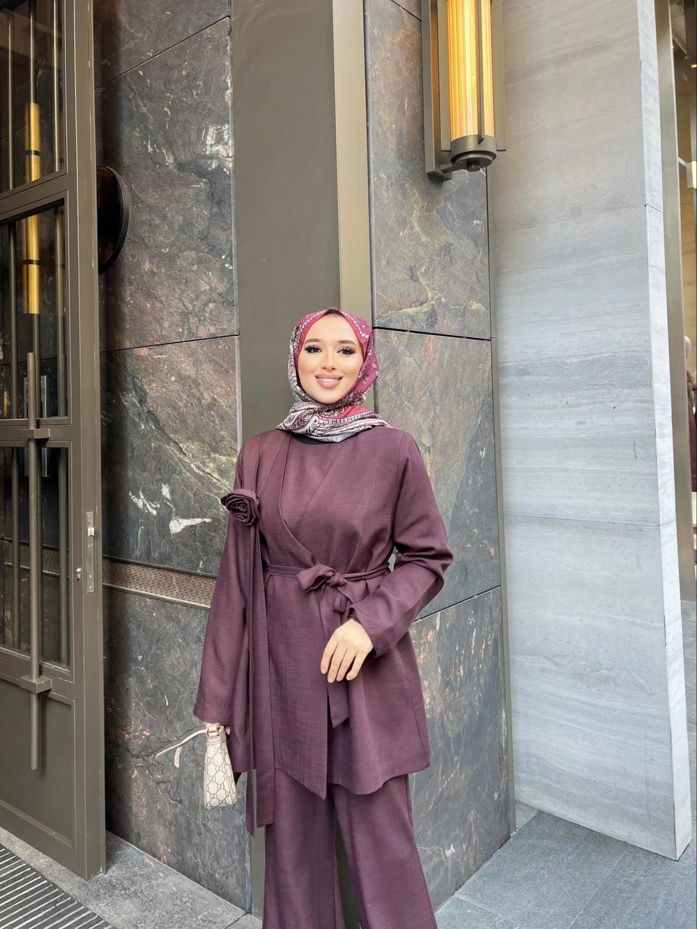 Jella Gül Detaylı Takım - Mürdüm