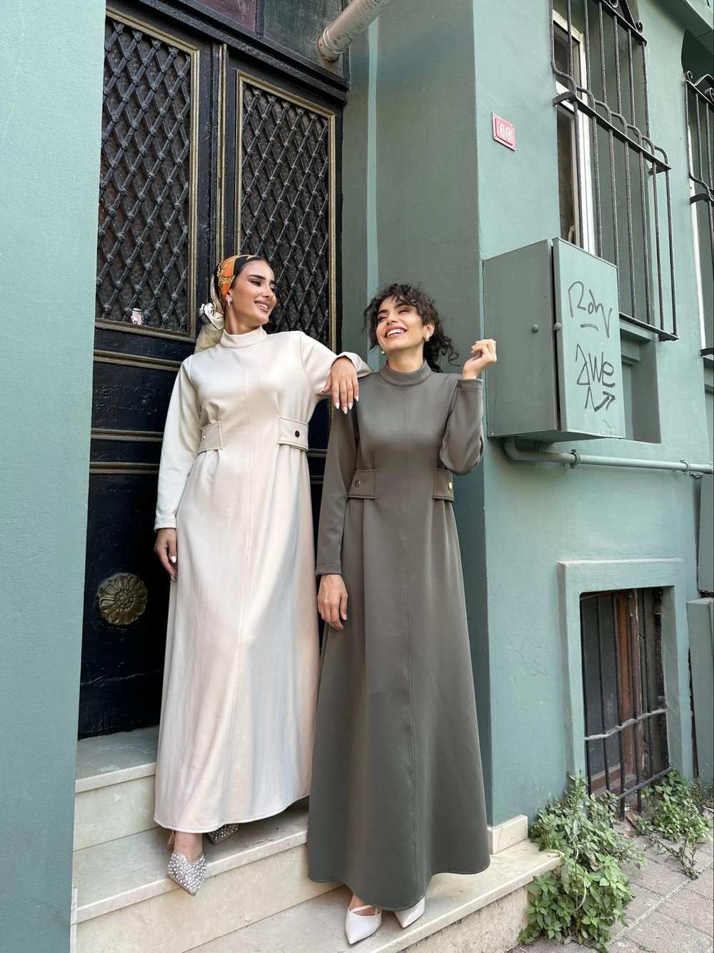 Kamelya Scuba Elbise Krem