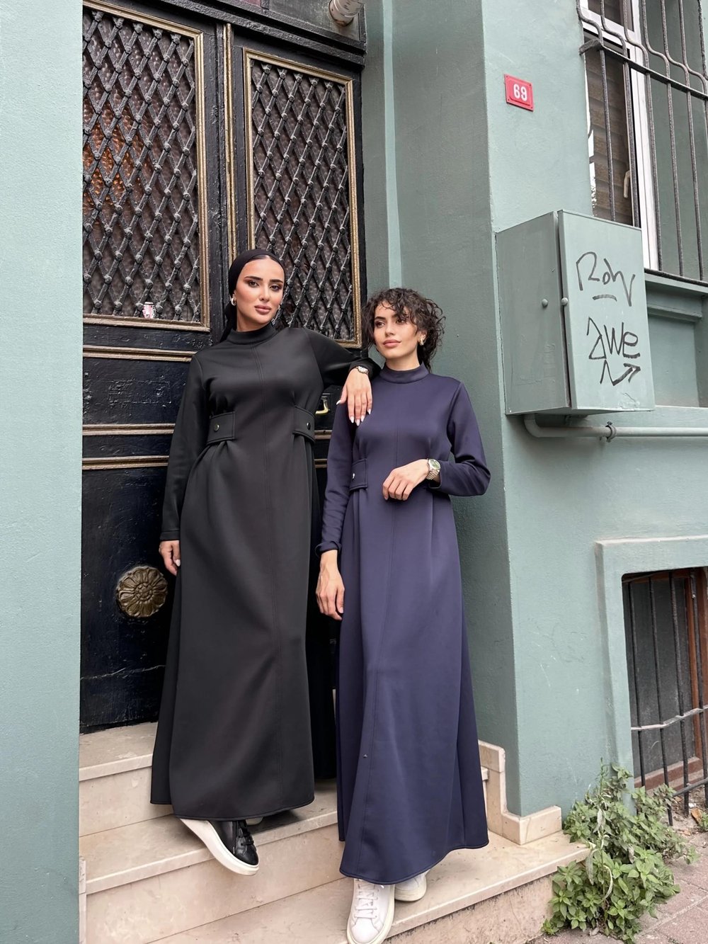 Kamelya Scuba Elbise Siyah