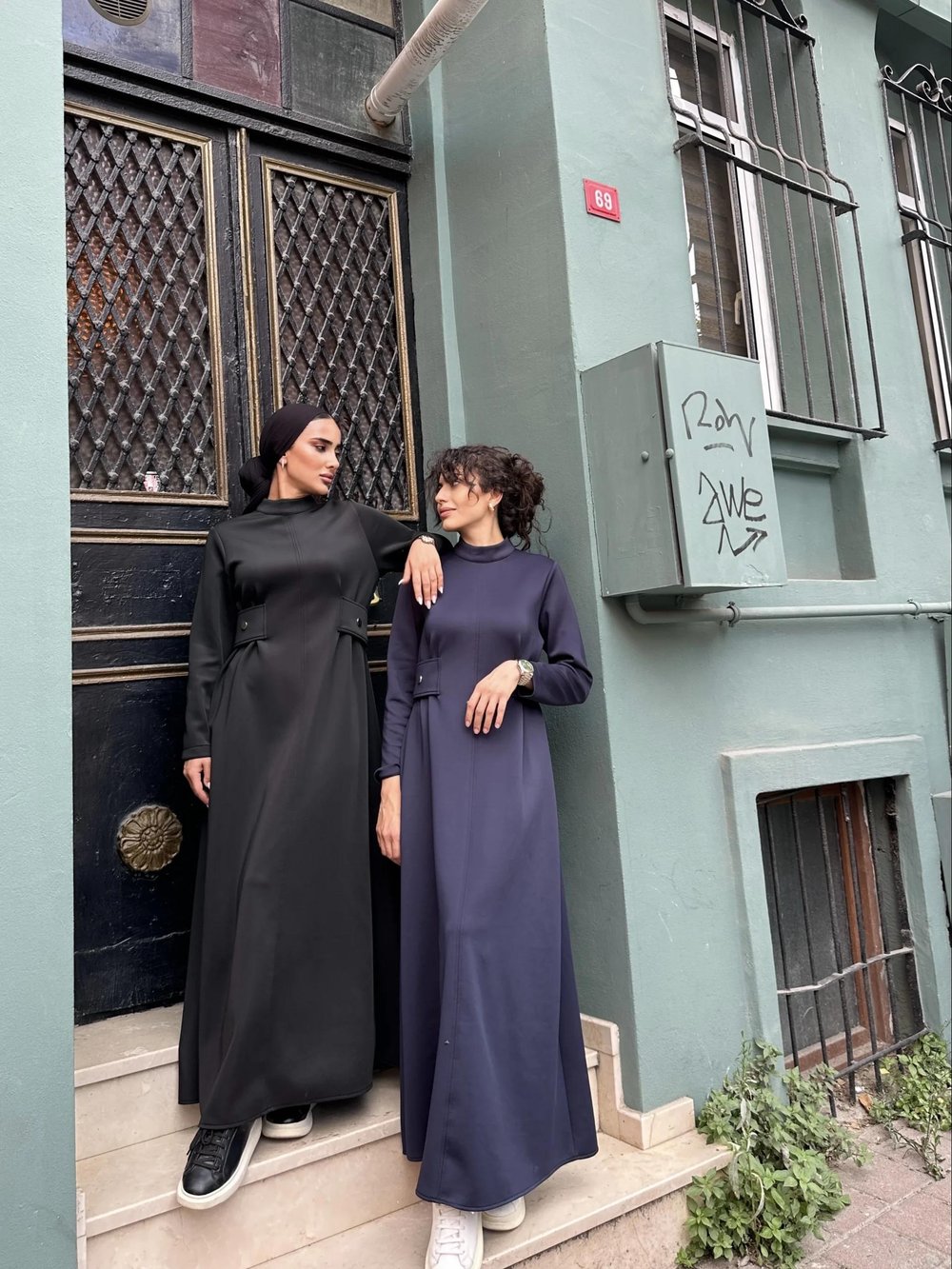 Kamelya Scuba Elbise Siyah