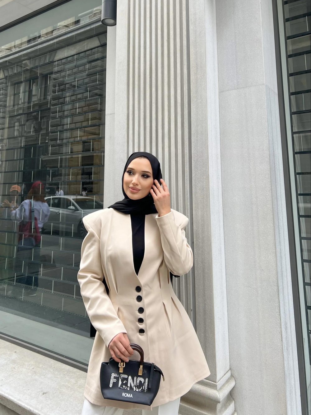 Leta Düğme Detaylı Ceket Krem