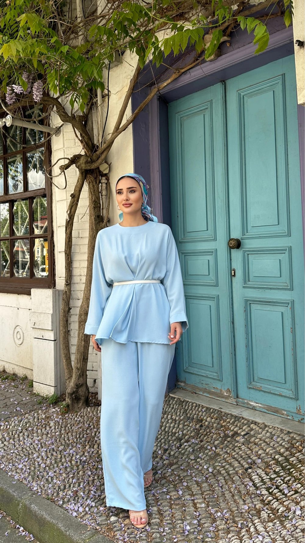 Mela Ön Pileli Takım Bebe Mavi