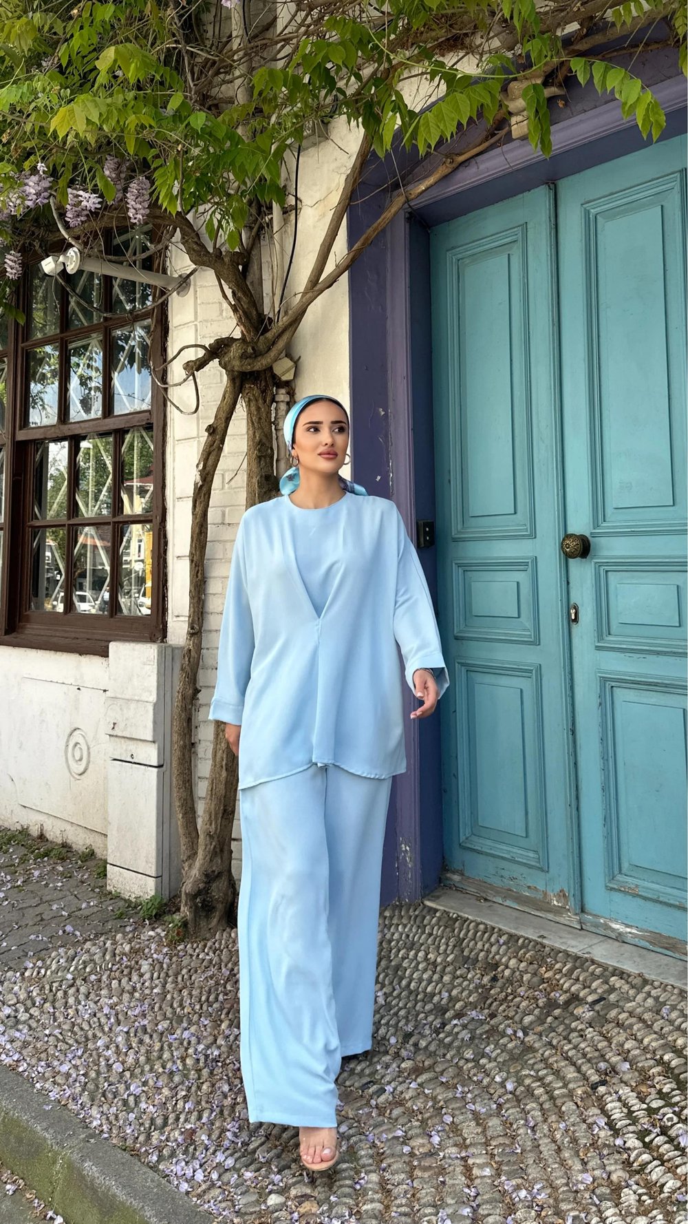 Mela Ön Pileli Takım Bebe Mavi