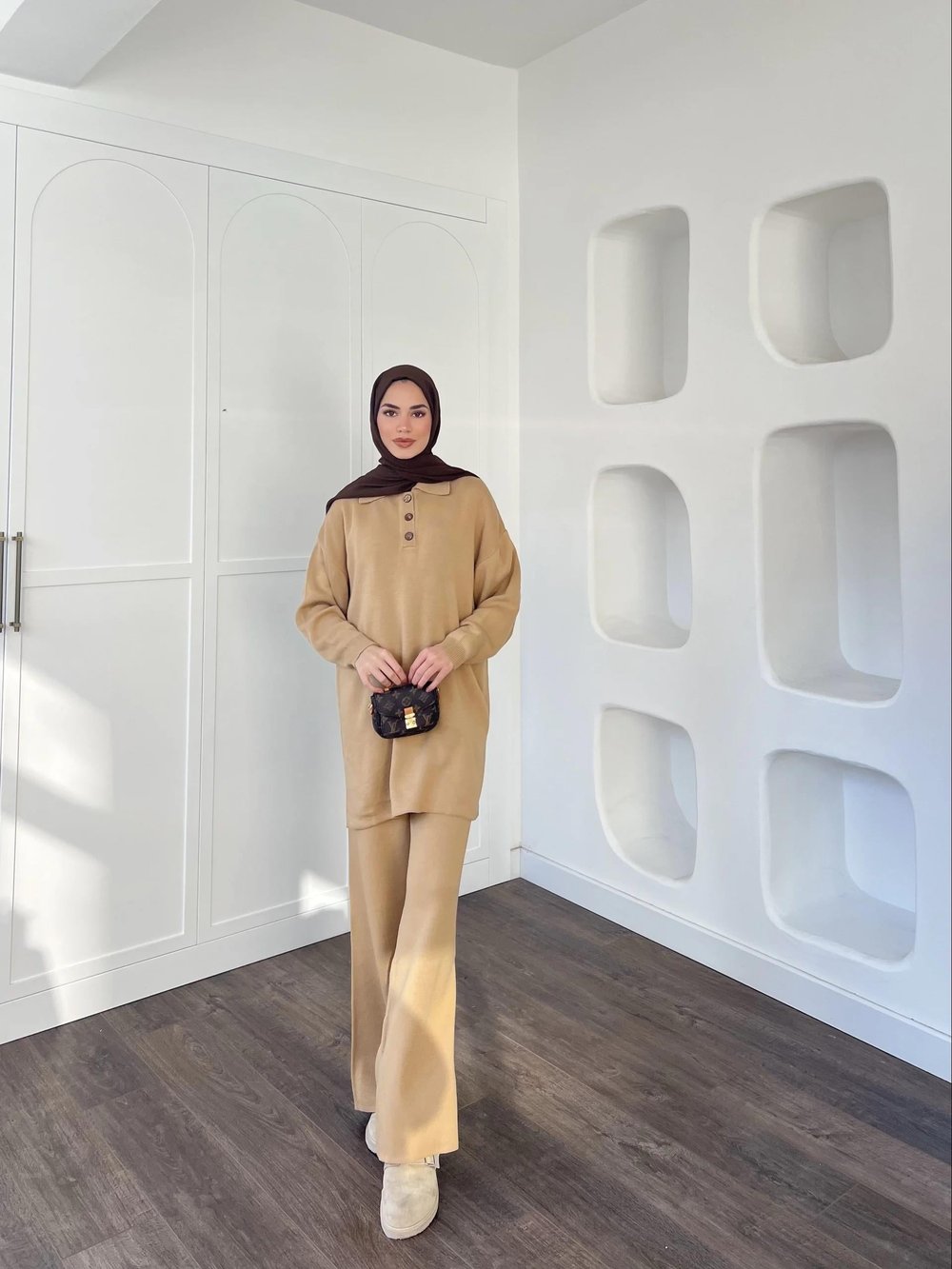 Polo Yaka Triko Takım - Camel