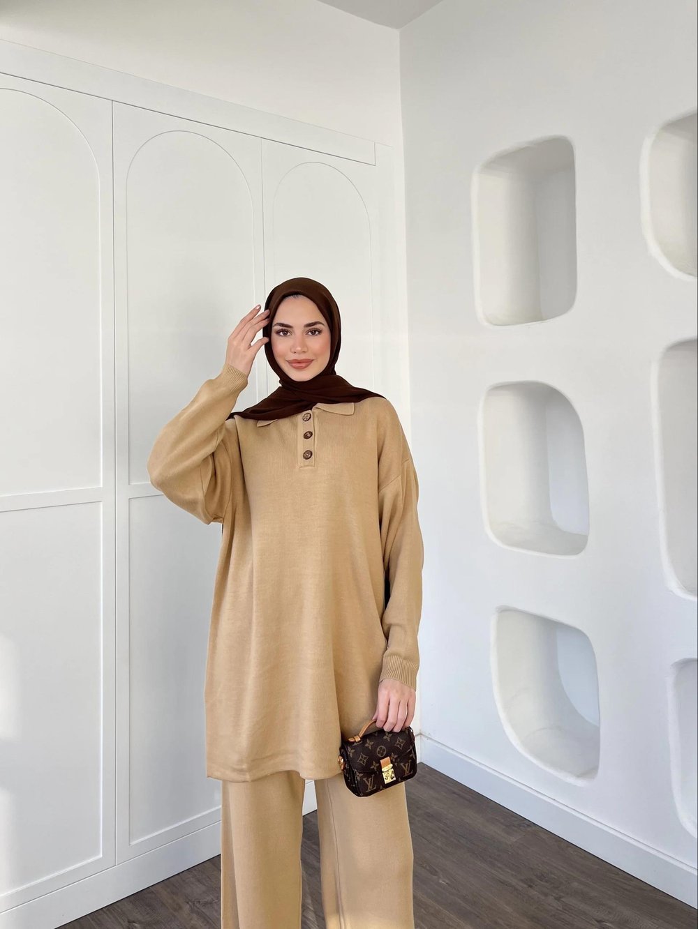 Polo Yaka Triko Takım - Camel