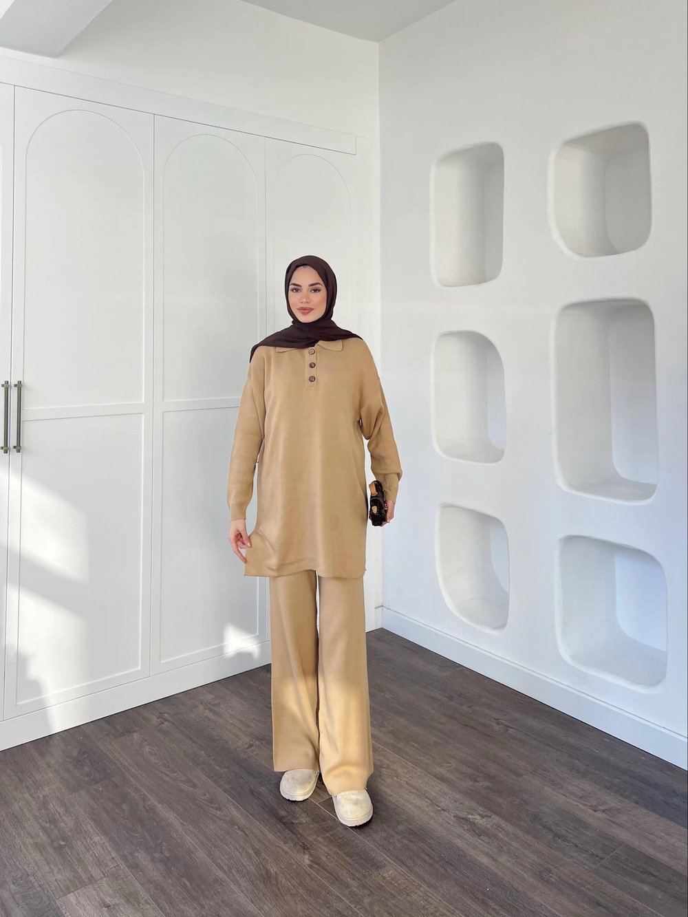 Polo Yaka Triko Takım - Camel