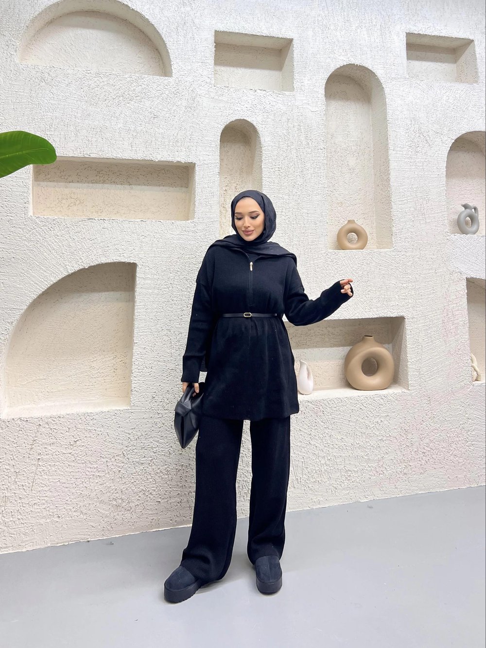 Sina Fermuarlı Takım Siyah