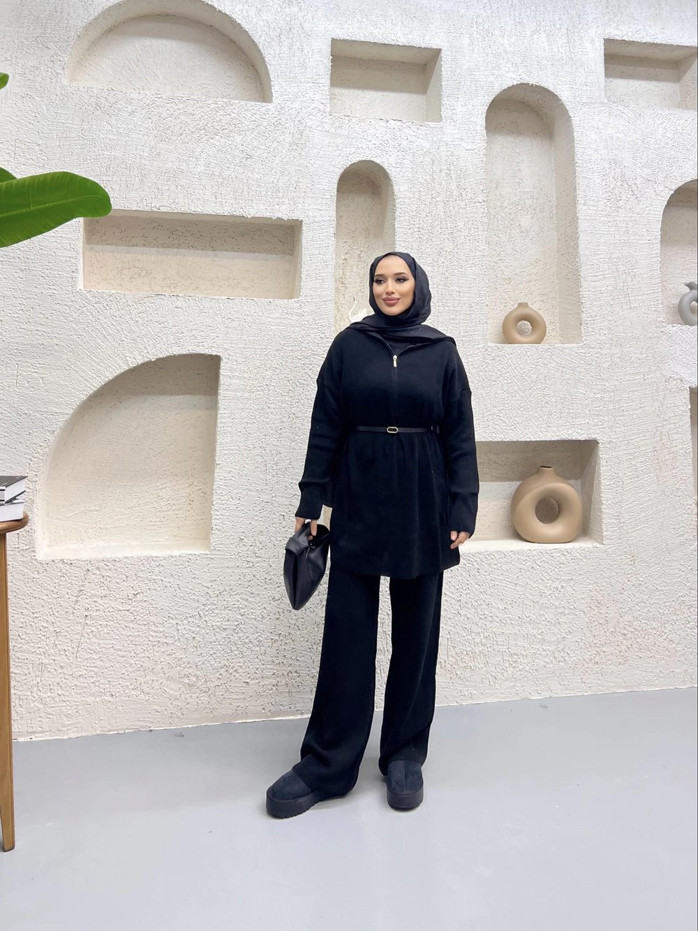 Sina Fermuarlı Takım Siyah