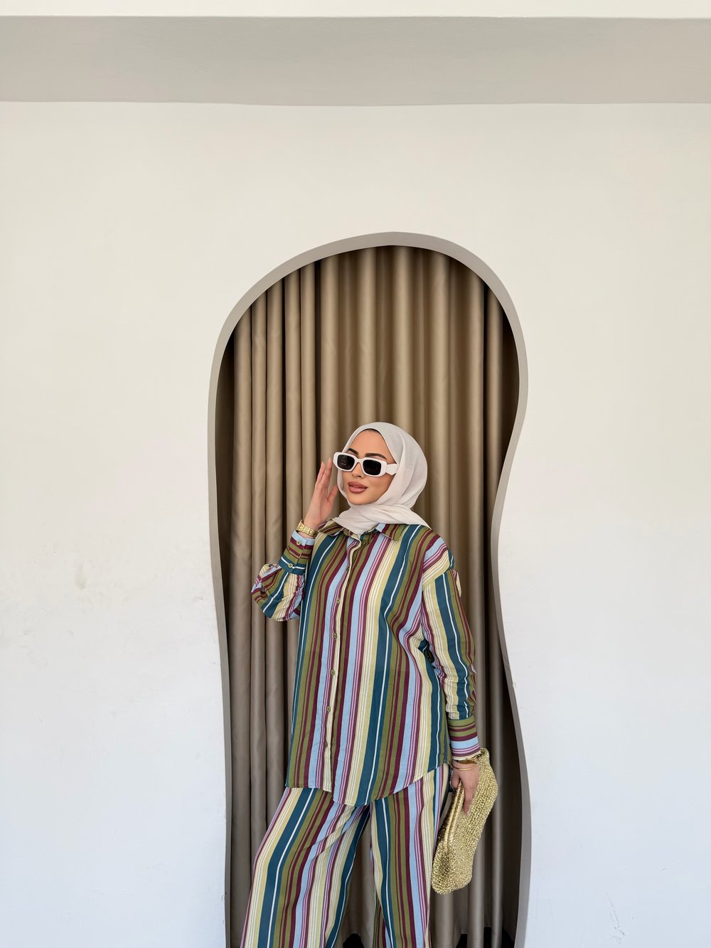 Ala Renkli Keten Takım - Sarı