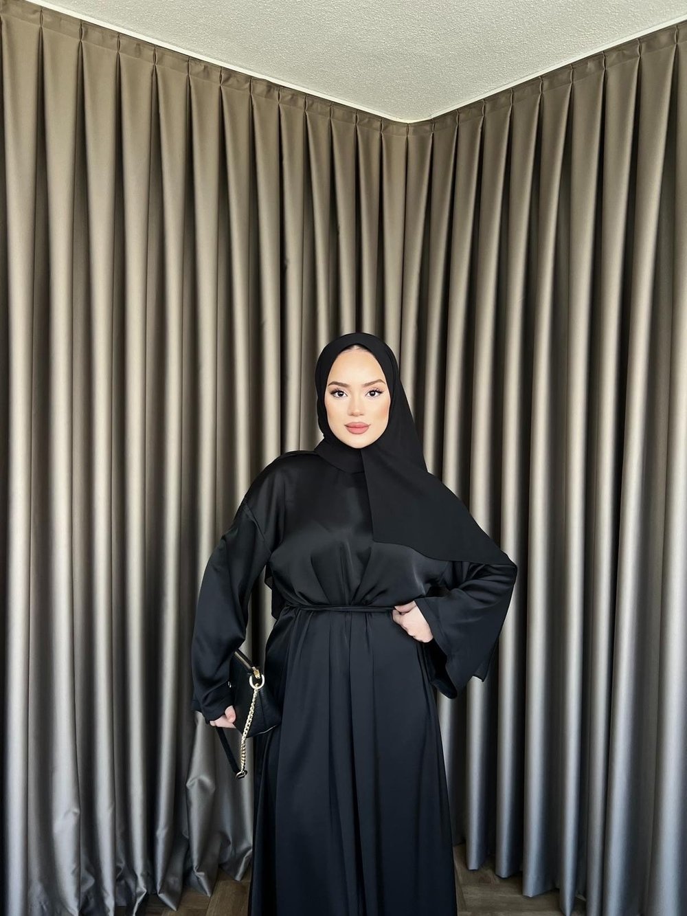 Arabic Belden Bağlamalı Elbise - Siyah