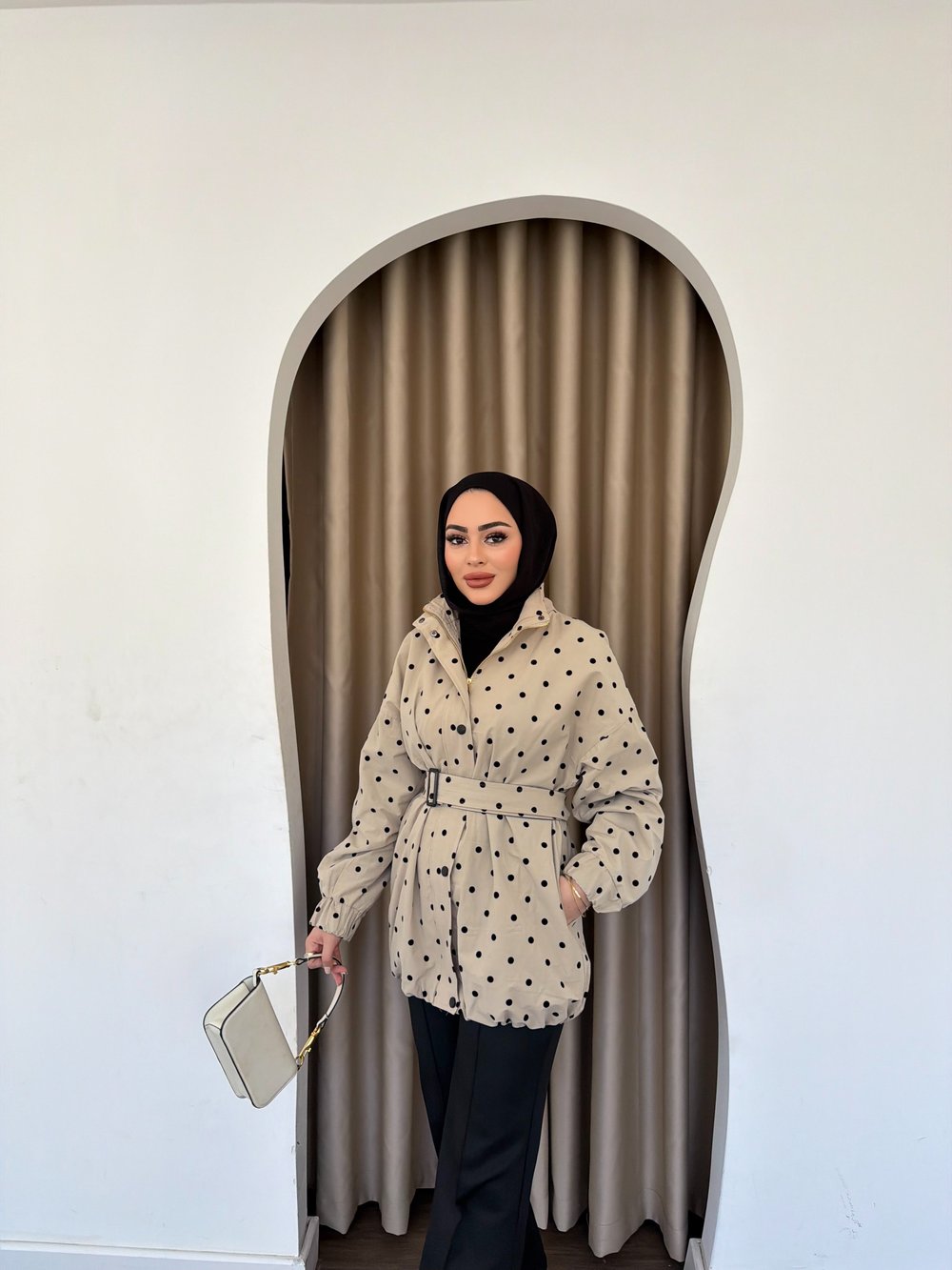 Bahar Kemerli Ceket - Krem