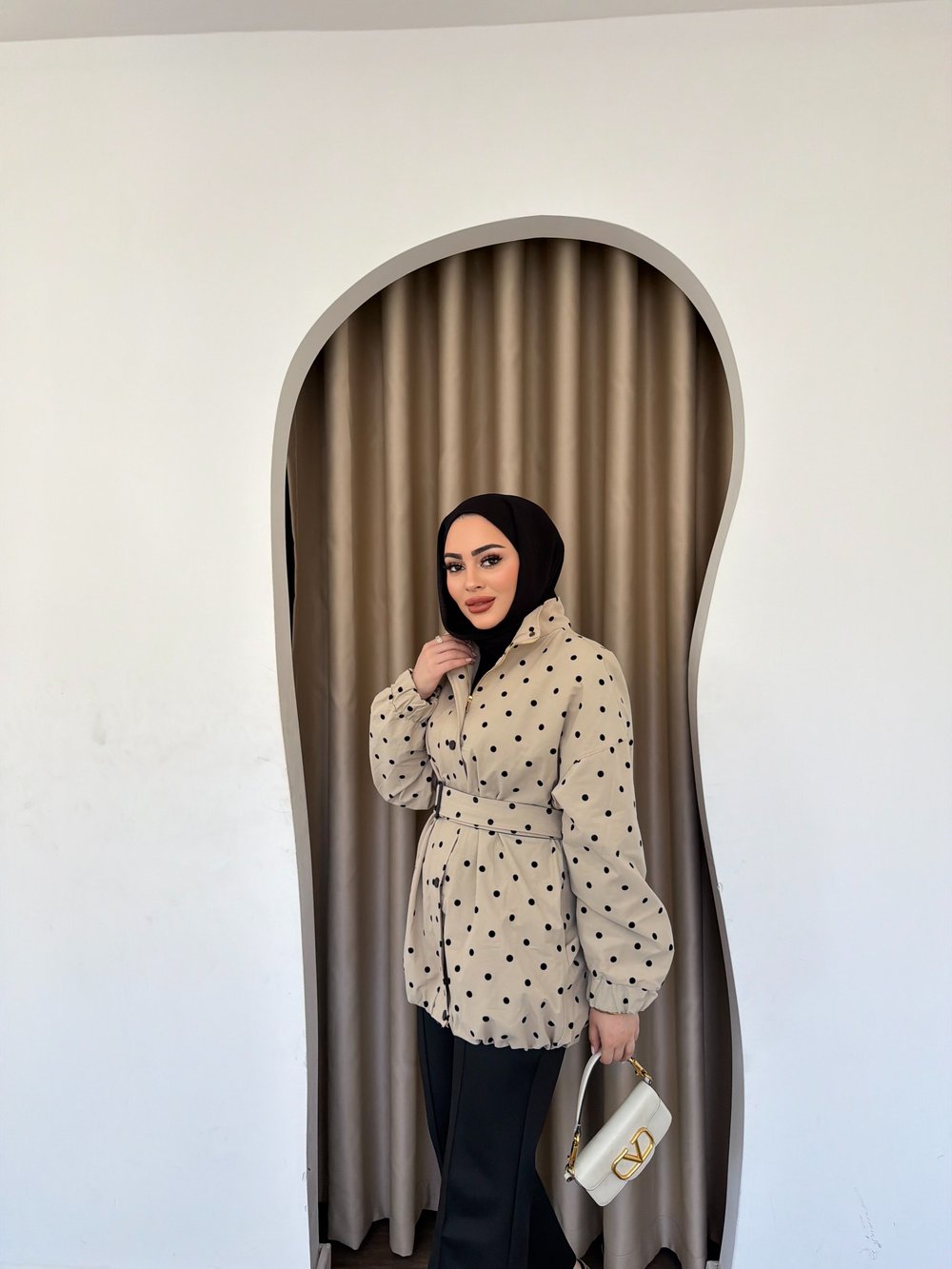 Bahar Kemerli Ceket - Krem