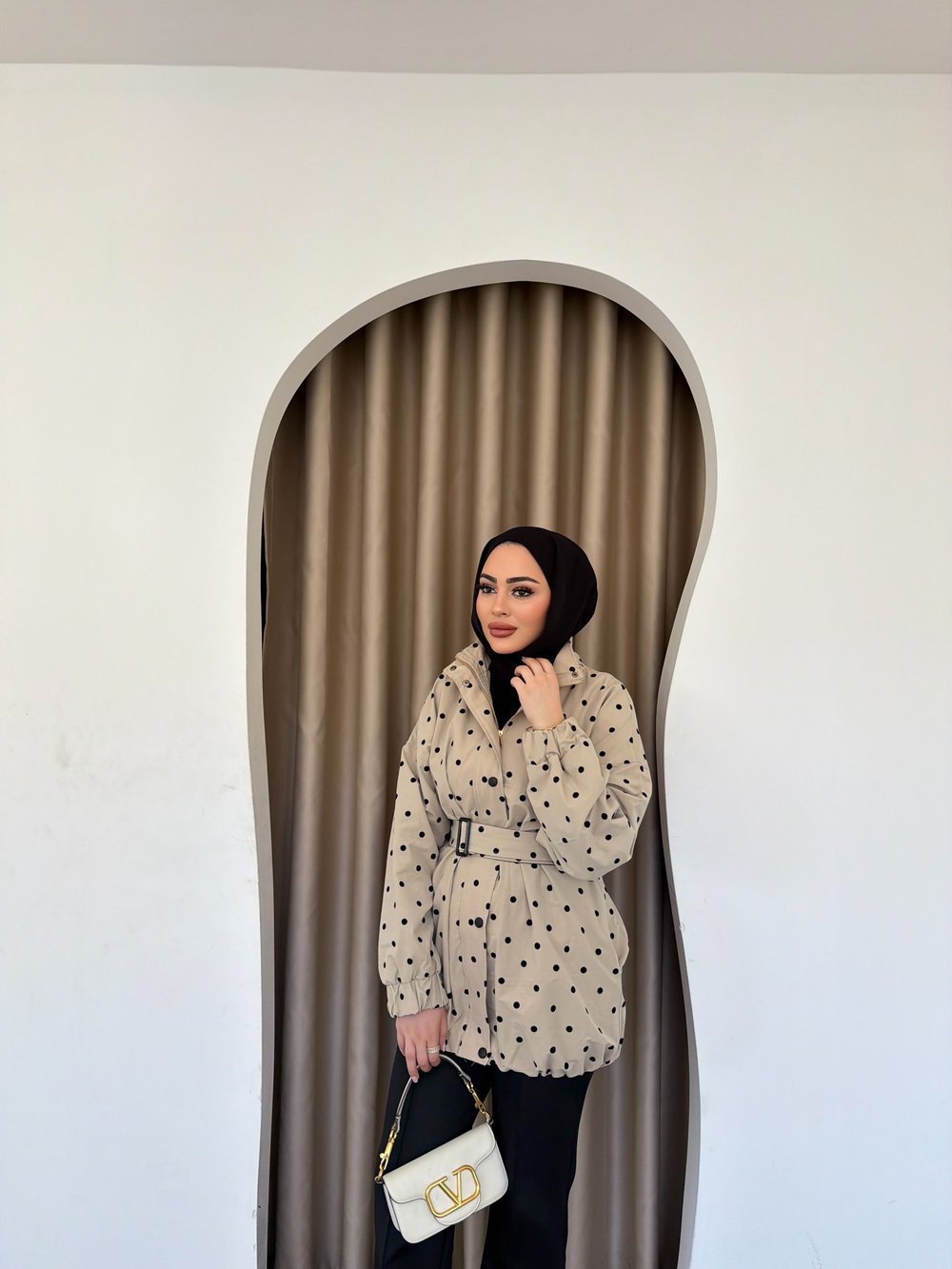 Bahar Kemerli Ceket - Krem