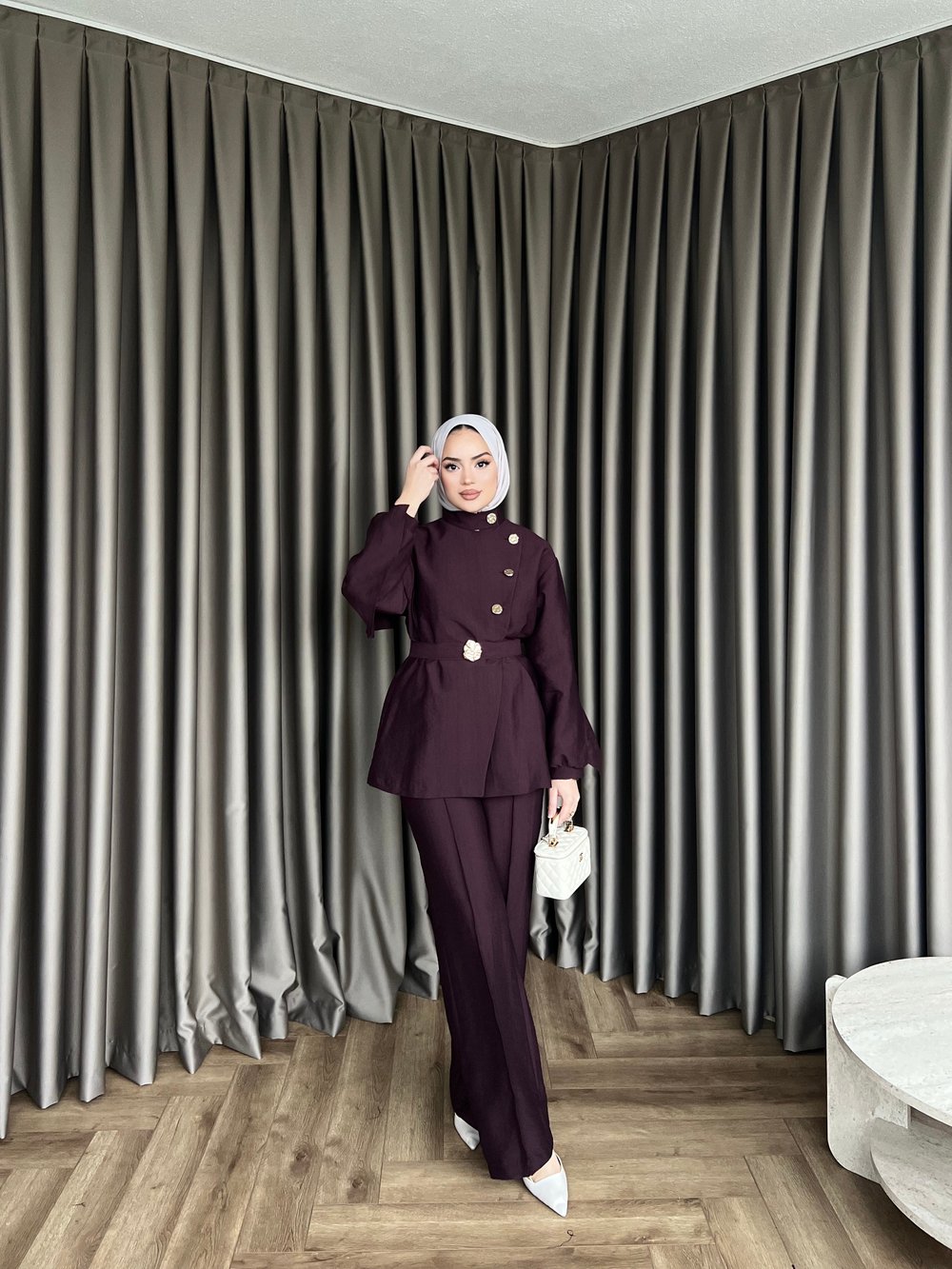 Besla Gold Düğmeli Takım - Bordo( ÖN SİPARİŞ)