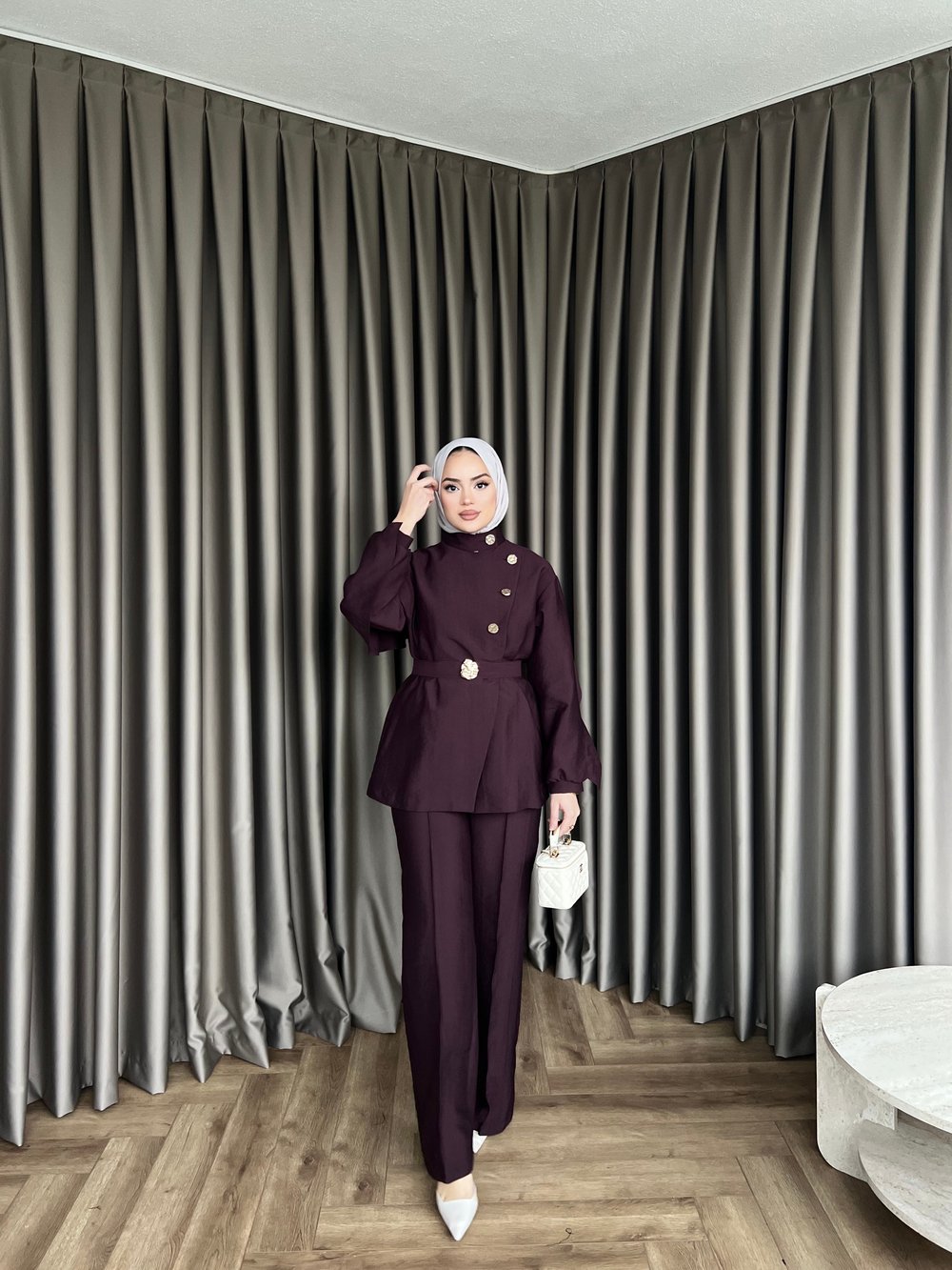 Besla Gold Düğmeli Takım - Bordo( ÖN SİPARİŞ)