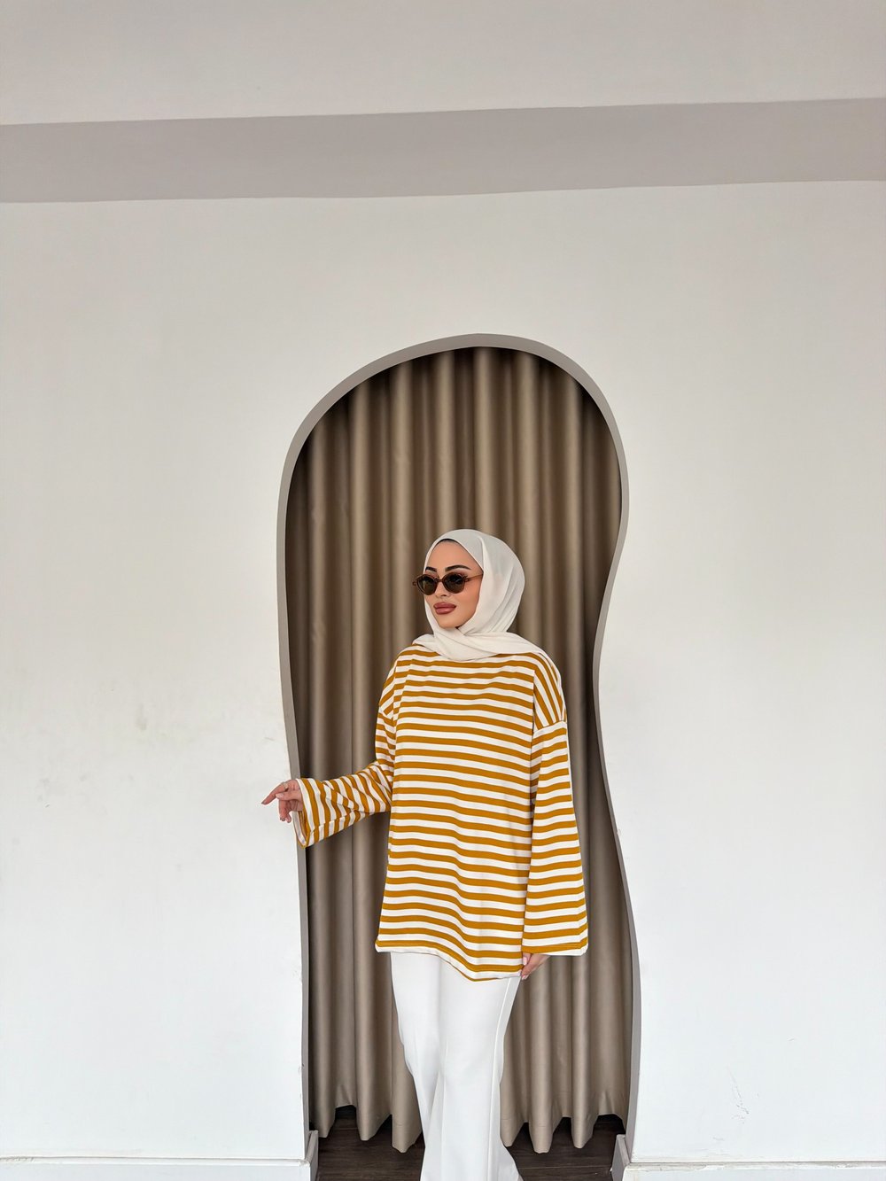 Çizgili Sweat - Sarı